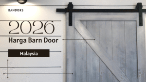Contoh single barn door custom di rumah moden sebagai rujukan harga barn door Malaysia 2026.