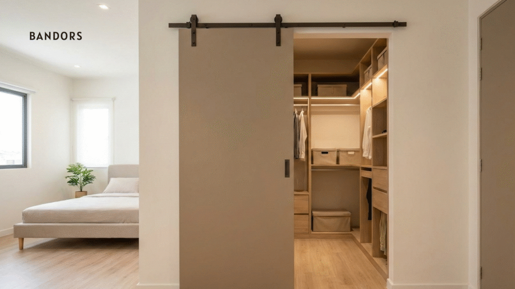 barn door untuk walk-in wardrobe rumah moden malaysia 2026