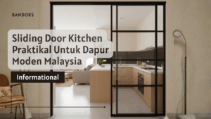 sliding door kitchen sebagai pemisah dapur basah dan dapur kering di rumah malaysia